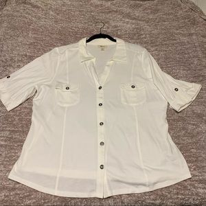 New White Button Down roll-sleeve shirt - 2X - white